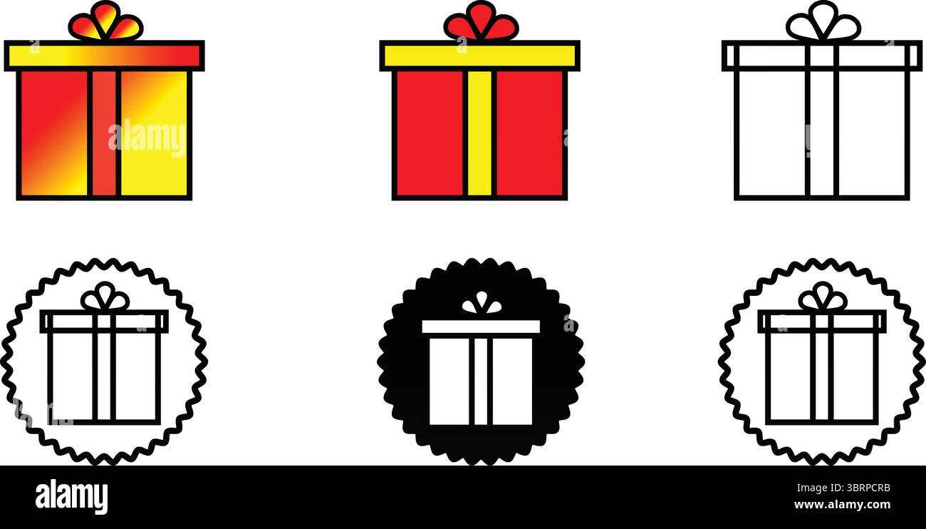 Set icone confezione regalo Illustrazione Vettoriale