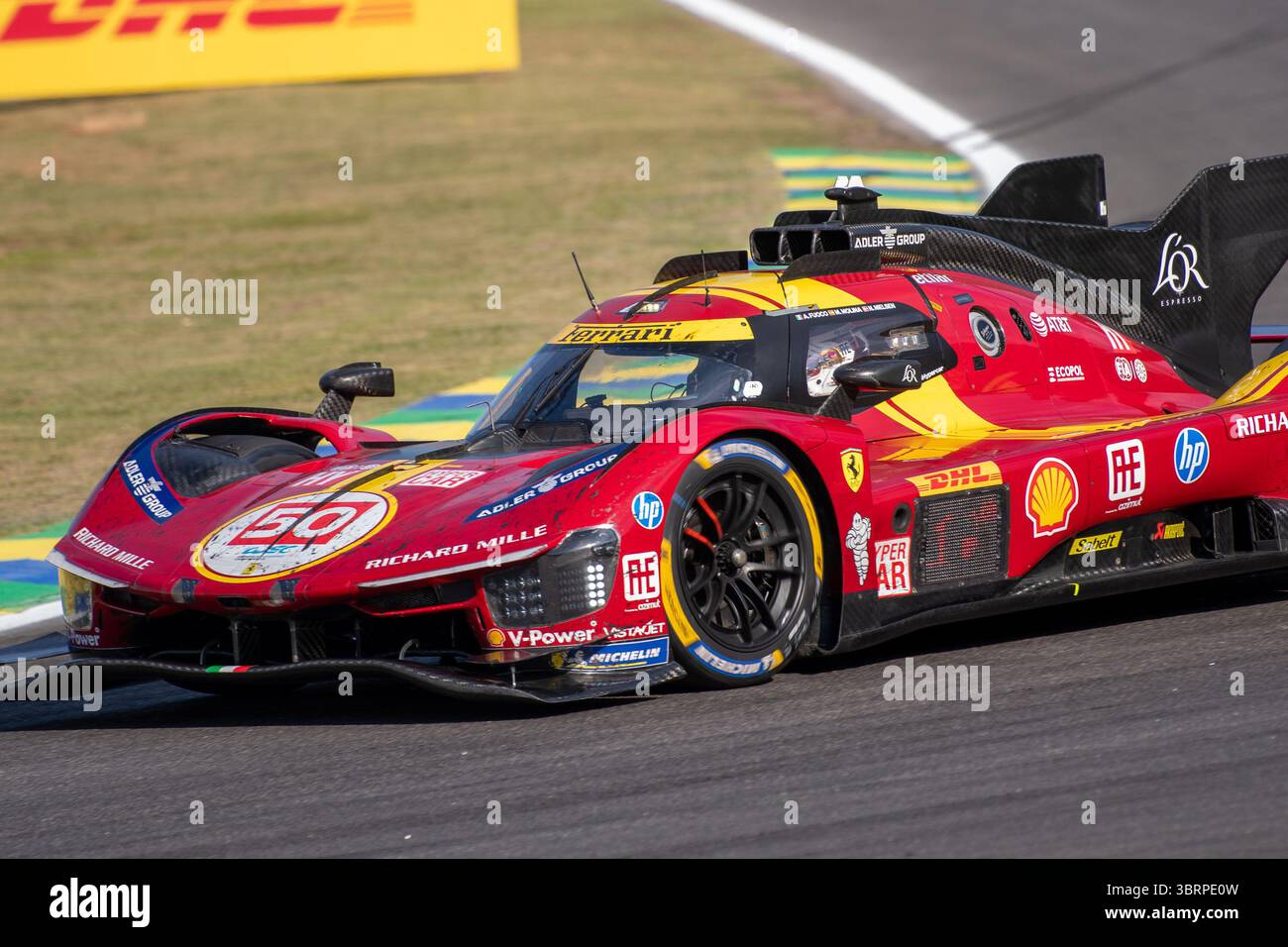 San Paolo, Brasile. 13 luglio 2025. SAN PAOLO, BRASILE - 13 LUGLIO: Ferrari 499P #50 dalla Ferrari AF Corse, guidata da Antonio fuoco (ITA), Miguel Molina (SPA) e Nicklas Nielsen (DEN) durante il Campionato Mondiale Endurance FIA 6 ore di San Paolo 2025 a Autódromo José Carlos Pace il 13 luglio 2025, a San Paolo, Brasile. (Foto di Leandro Bernardes/PxImages) credito: PX Images/Alamy Live News Foto Stock