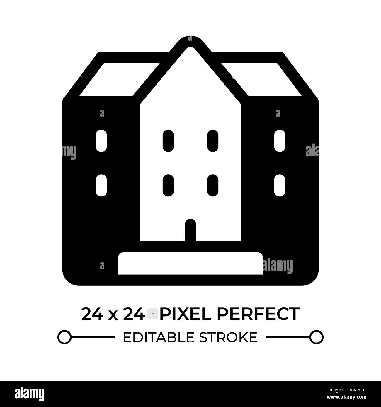 Icona iu glifo edificio hotel Illustrazione Vettoriale