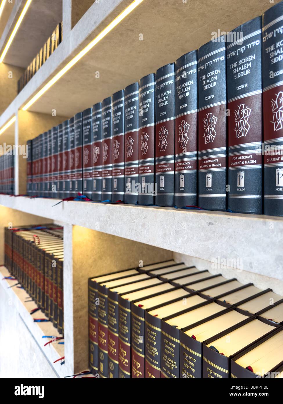 scaffali della libreria pieni di libri vista prospettica Foto Stock