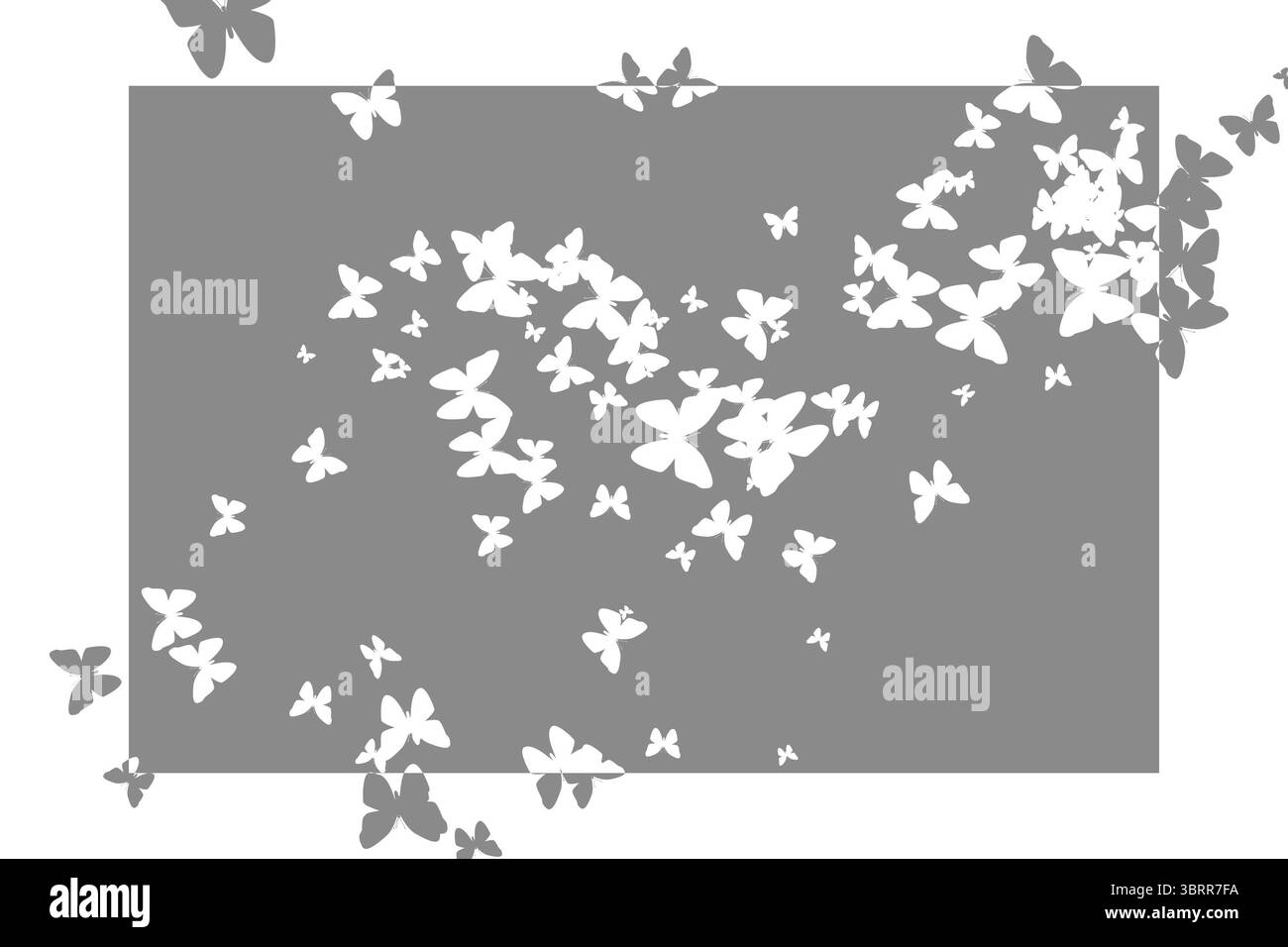 Stencil butterfly design pattern in grigio e bianco Foto Stock