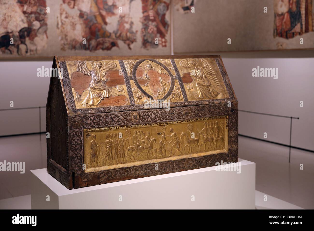 Urna reliquiaria di San Candido. Anonimo. 1292. Dal monastero di San Cugat. MNAC. Spagna. Foto Stock