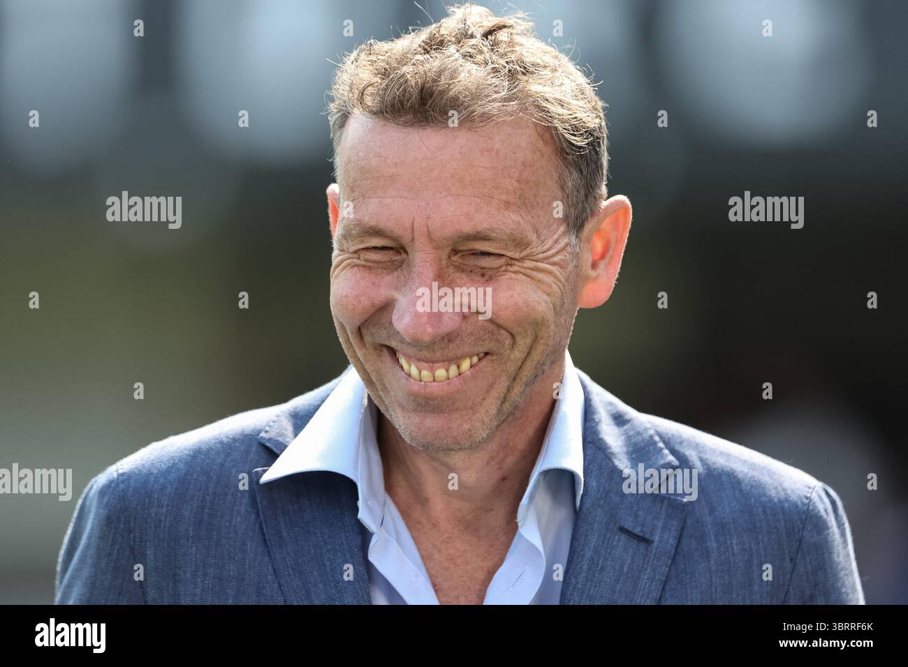 Londra, Regno Unito. 14 luglio 2025. L'emittente Michael Atherton è presente durante il 3° Rothesay test Match Day 5 Inghilterra contro India a Lords, Londra, Regno Unito. 14 luglio 2025. (Foto di Mark Cosgrove/News Images) credito: News Images Ltd/Alamy Live News Foto Stock