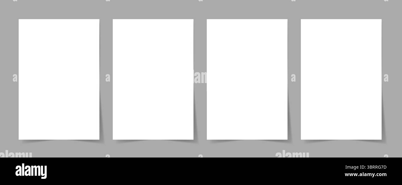 Foglio di carta A4 vuoto. Pagine rettangolari verticali bianche con ombre esterne realistiche. Mockup poster e immagini, carta per appunti, modello lettera. Set isolato vettoriale. Illustrazione Vettoriale Foglio di carta A4 vuoto. Pagine rettangolari verticali bianche con ombre esterne realistiche. Mockup poster e immagini, carta per appunti, modello lettera. Set isolato vettoriale. Illustrazione Vettoriale