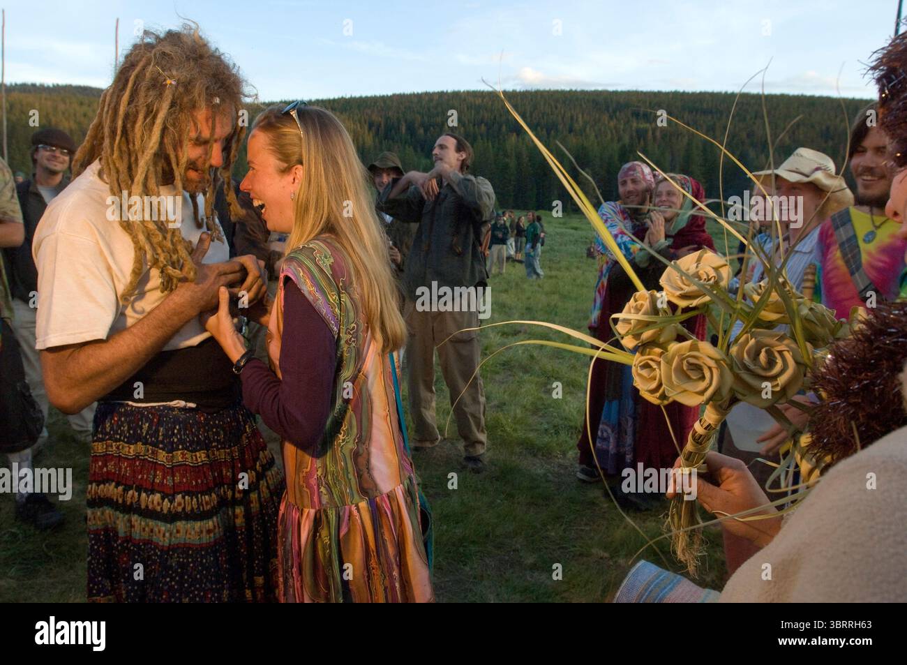 Rainbow incontro di famiglia, Steamboat Springs, Colorado. Foto Stock