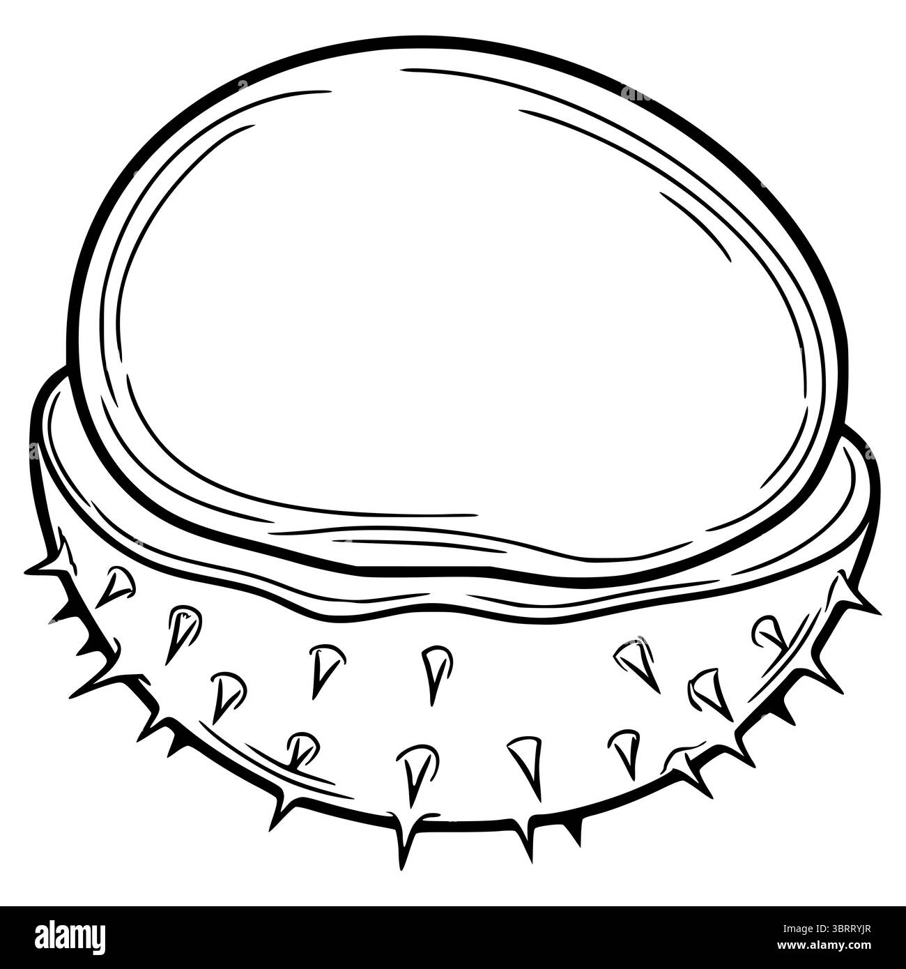Un'illustrazione vettoriale dettagliata di un guscio di castagno, che mostra il suo esterno appuntito e il guscio interno liscio, perfetto per i disegni autunnali o ispirati alla natura Illustrazione Vettoriale