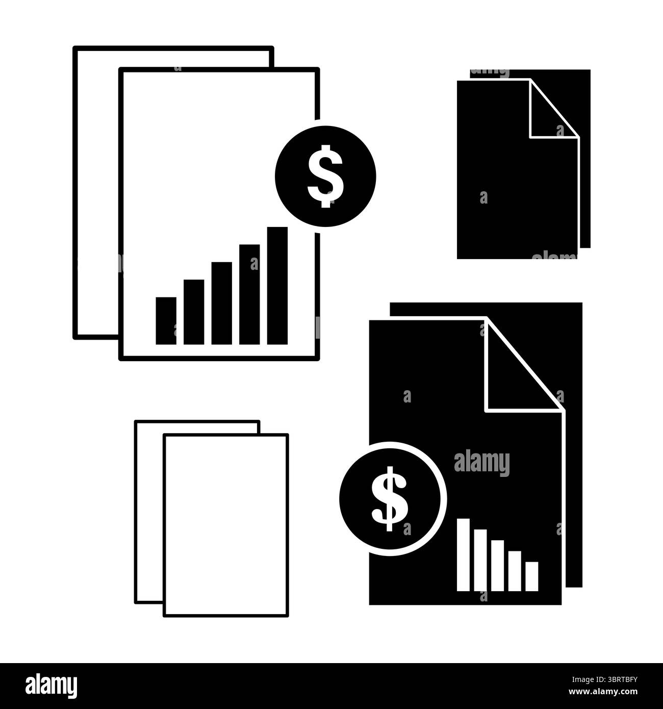 Icona documento finanziario. Simbolo del grafico di crescita. Vettoriale di carta per i soldi. Illustrazione del rapporto aziendale. Illustrazione Vettoriale