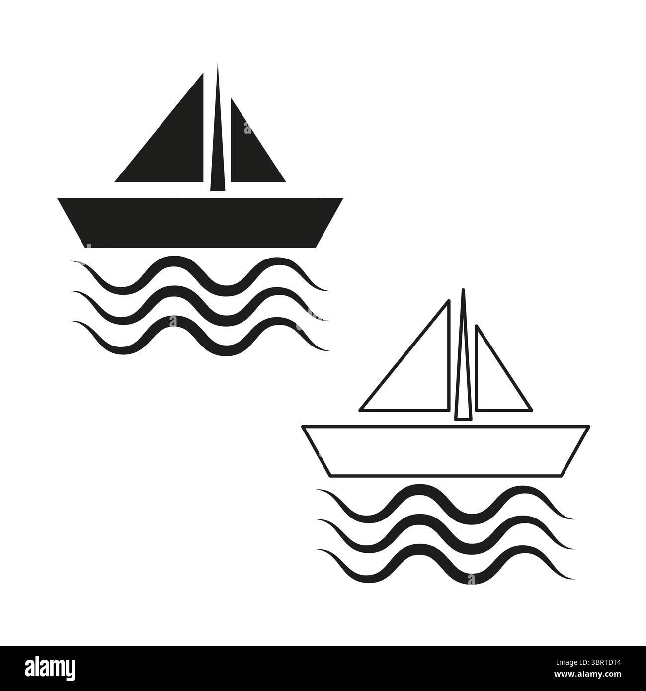Icona imbarcazione a vela. Simbolo del trasporto nautico. Nave Vector. Illustrazione di una barca oceanica. Illustrazione Vettoriale