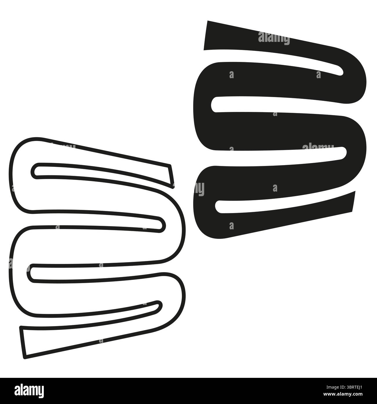 Contorno uniforme S. icona grassetto pieno. Vettore curva moderna. Stile lineare e pulito. Illustrazione Vettoriale