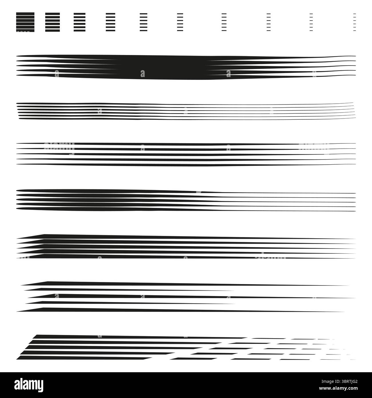Ripetizione di linee orizzontali. Strisce bianche e nere. Design a banda parallela. Sfondo lineare vettoriale. Illustrazione Vettoriale