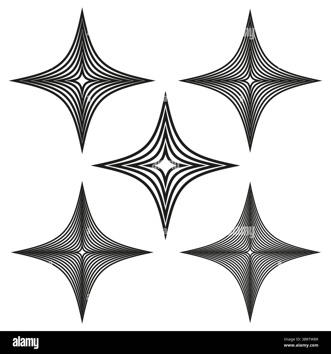 Set forma a stella. Forma astratta geometrica. Illustrazione del vettore dinamico. Linea moderna. Illustrazione Vettoriale
