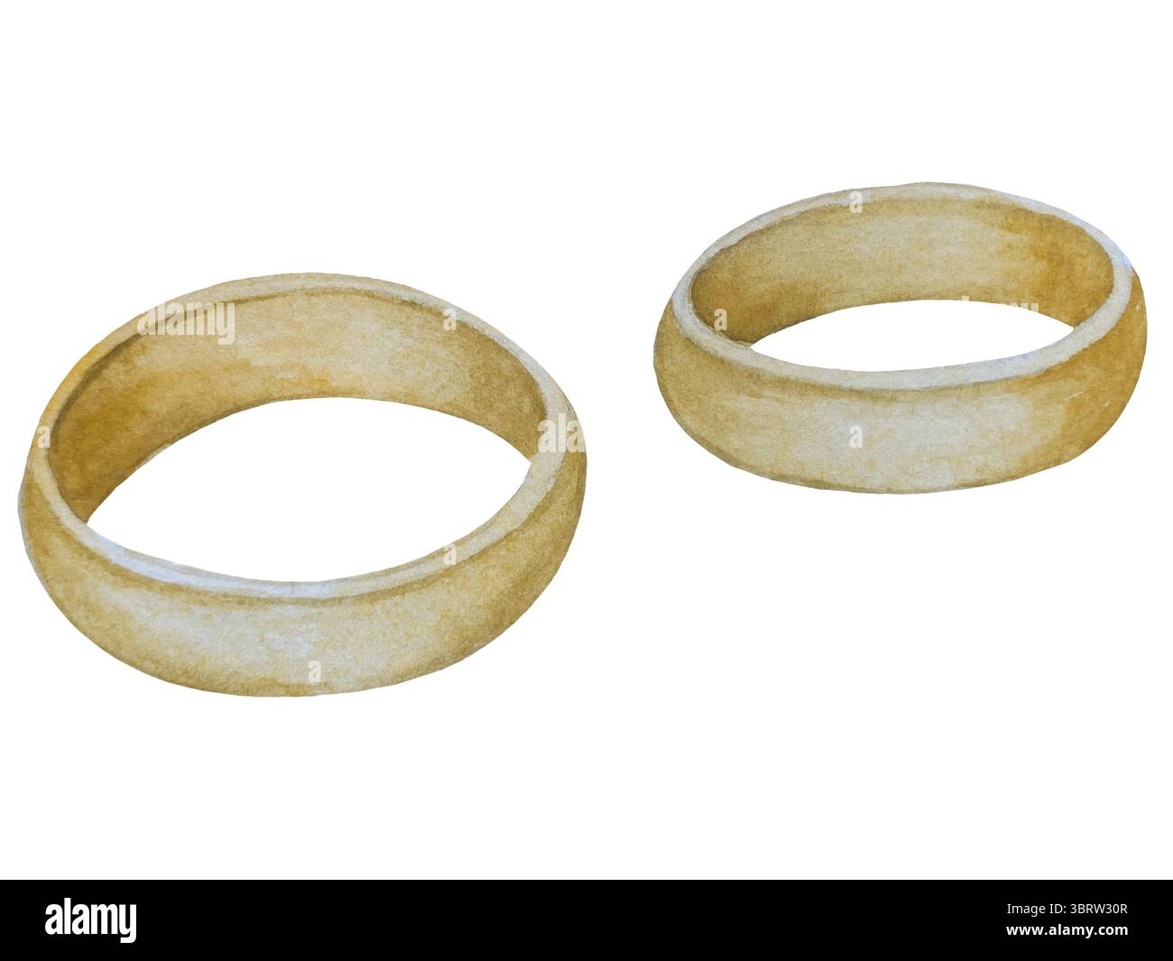 Set di clipart per matrimoni ad acquerello. Illustrazioni dipinte a mano con attributi nuziali e fiori di magnolia isolati sul bianco. Grafica romantica per invit Foto Stock