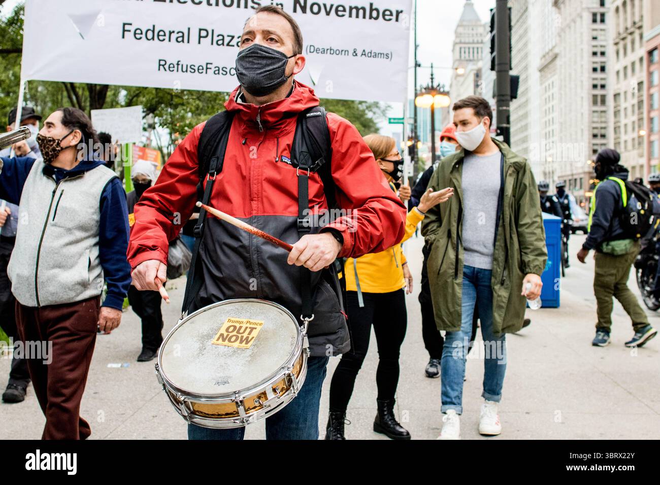 3 ottobre 2020, Chicago, Illinois, Stati Uniti: JOHN NOYES partecipa alla protesta Trump/Pence Out Now e marzo tenutasi il 3 ottobre 2020 nel centro di Chicago. (Immagine di credito: © Meredith Goldberg/ZUMA Wire/ZUMAPRESS.com) Foto Stock