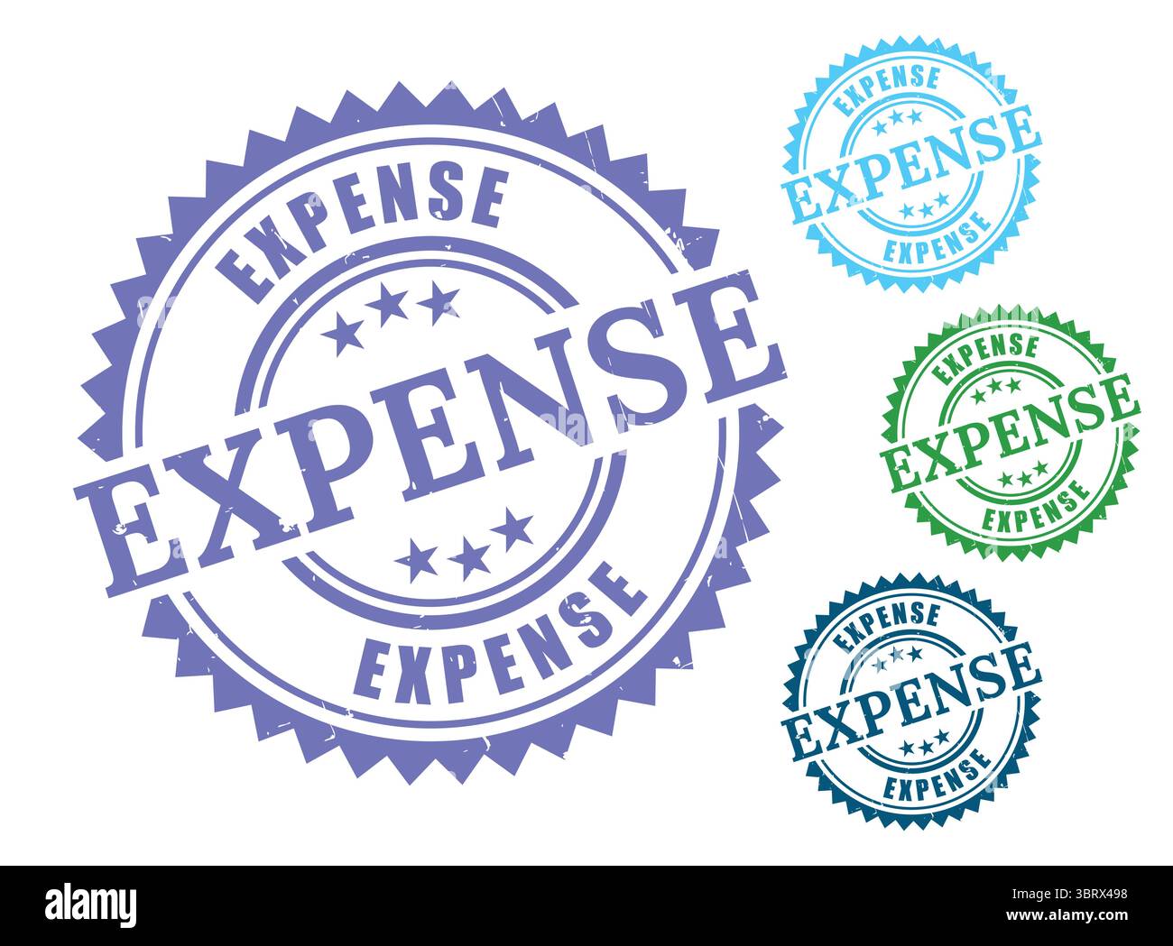 Un pacchetto timbro gestione spese, vettori panoramica costi gomma grunge Illustrazione Vettoriale