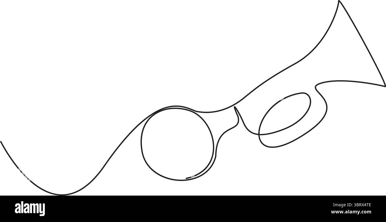 Illustrazione continua del clacson in gomma a una linea disegnata a mano, vettore di sagoma, Illustrazione Vettoriale