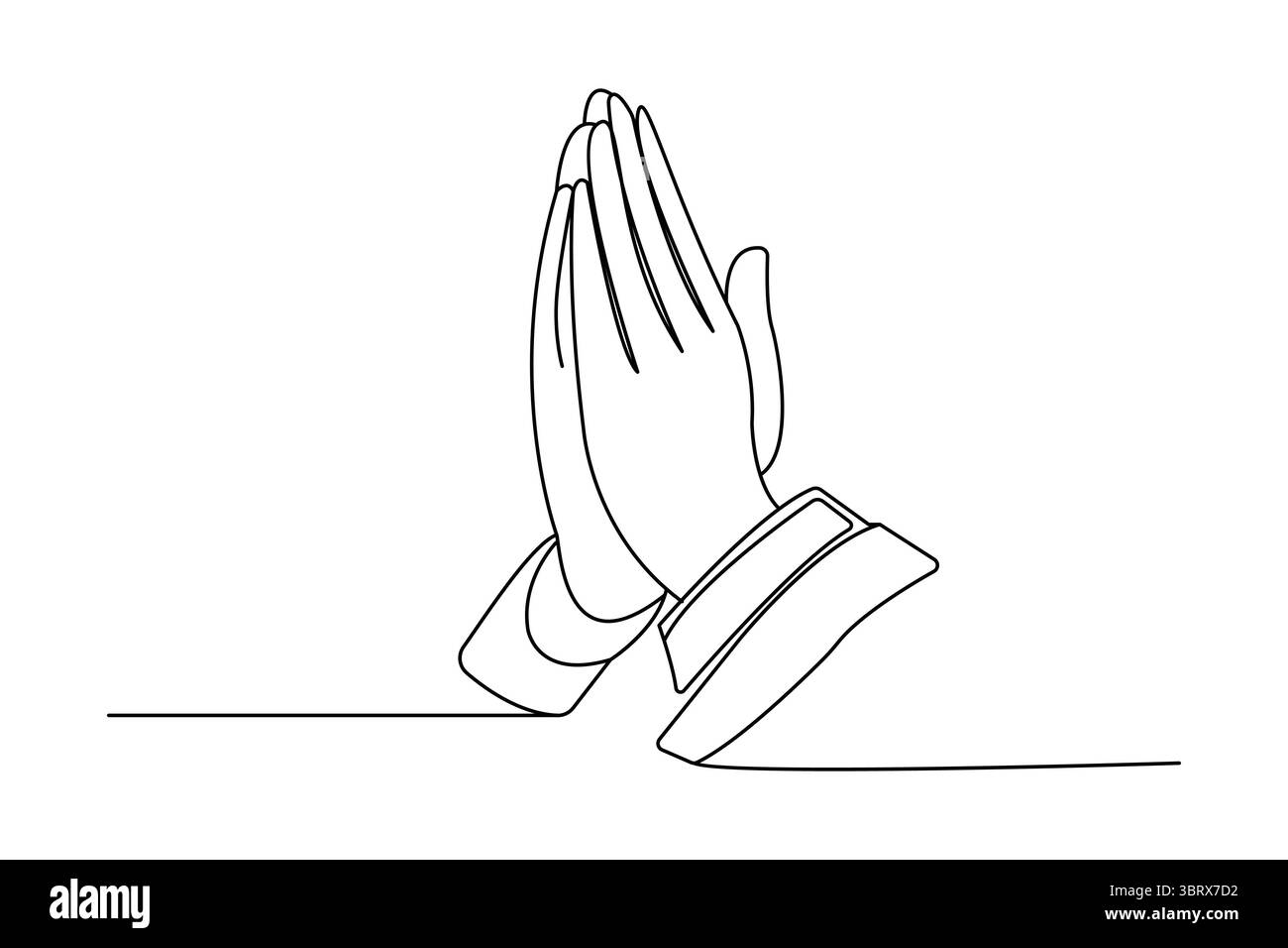 Icona di preghiera disegno continuo su una linea e stile minimalista isolano l'illustrazione del contorno Illustrazione Vettoriale