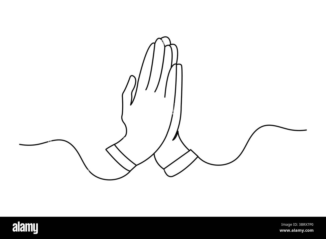 Icona di preghiera disegno continuo su una linea e stile minimalista isolano l'illustrazione del contorno Illustrazione Vettoriale