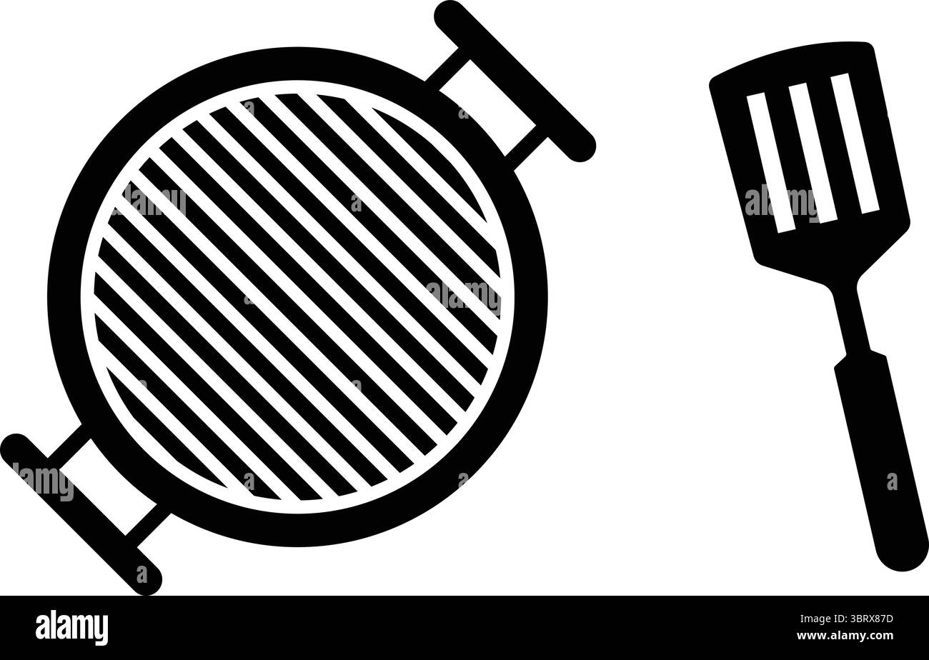 Icona del barbecue piatto, forchetta del grill, illustrazione vettoriale isolata su sfondo trasparente. Illustrazione Vettoriale