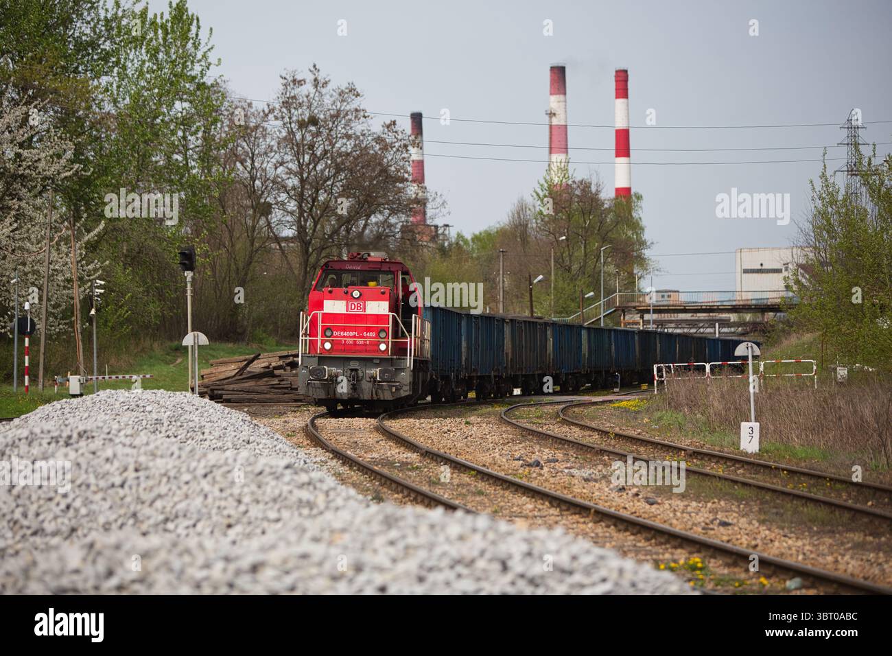 DB Cargo locomotiva con carri di carbone catturò Rybnik. Foto Stock