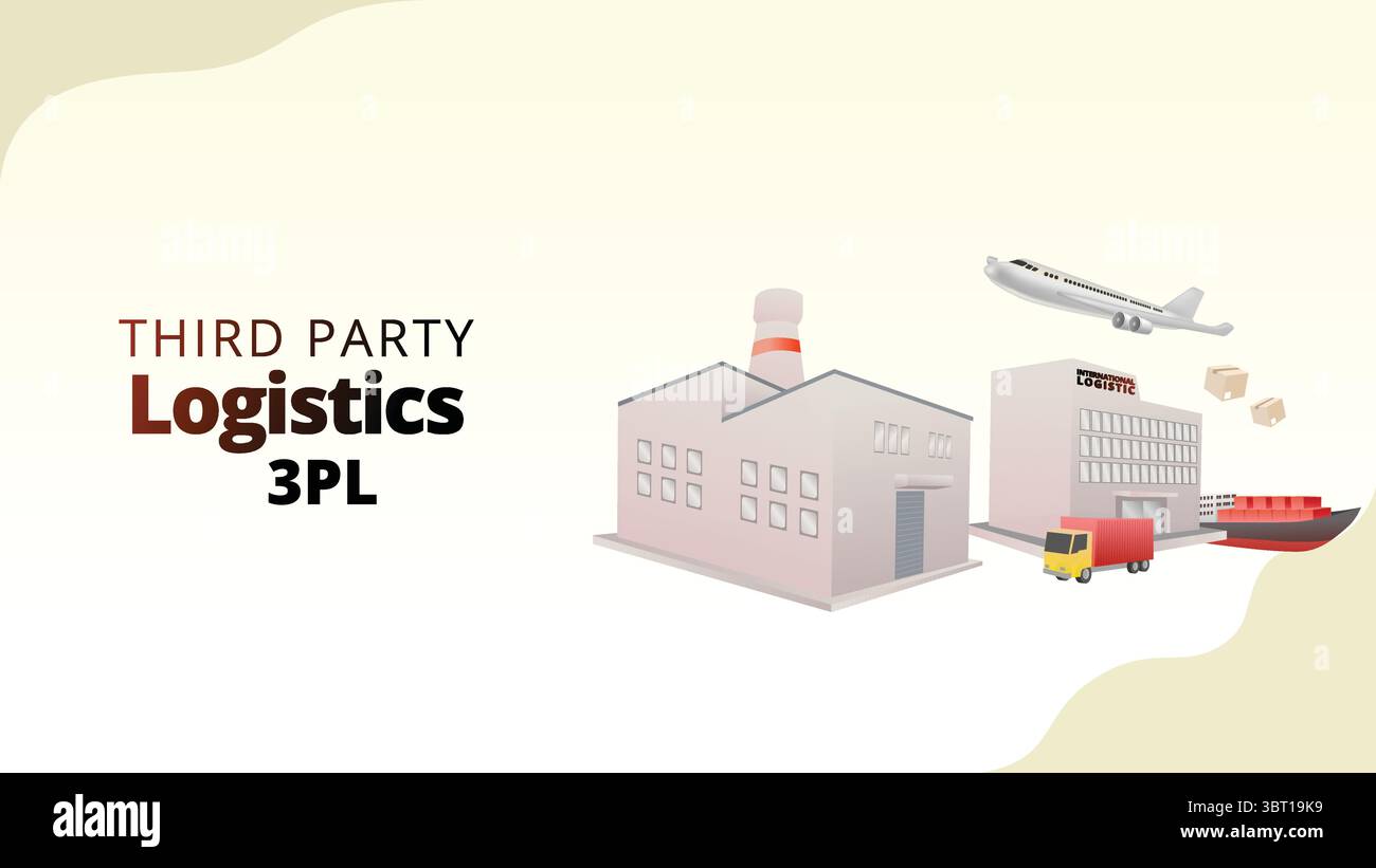 concetto logistico di terze parti. illustrazione vettoriale isometrica in stile 3d per la gestione della supply chain Illustrazione Vettoriale