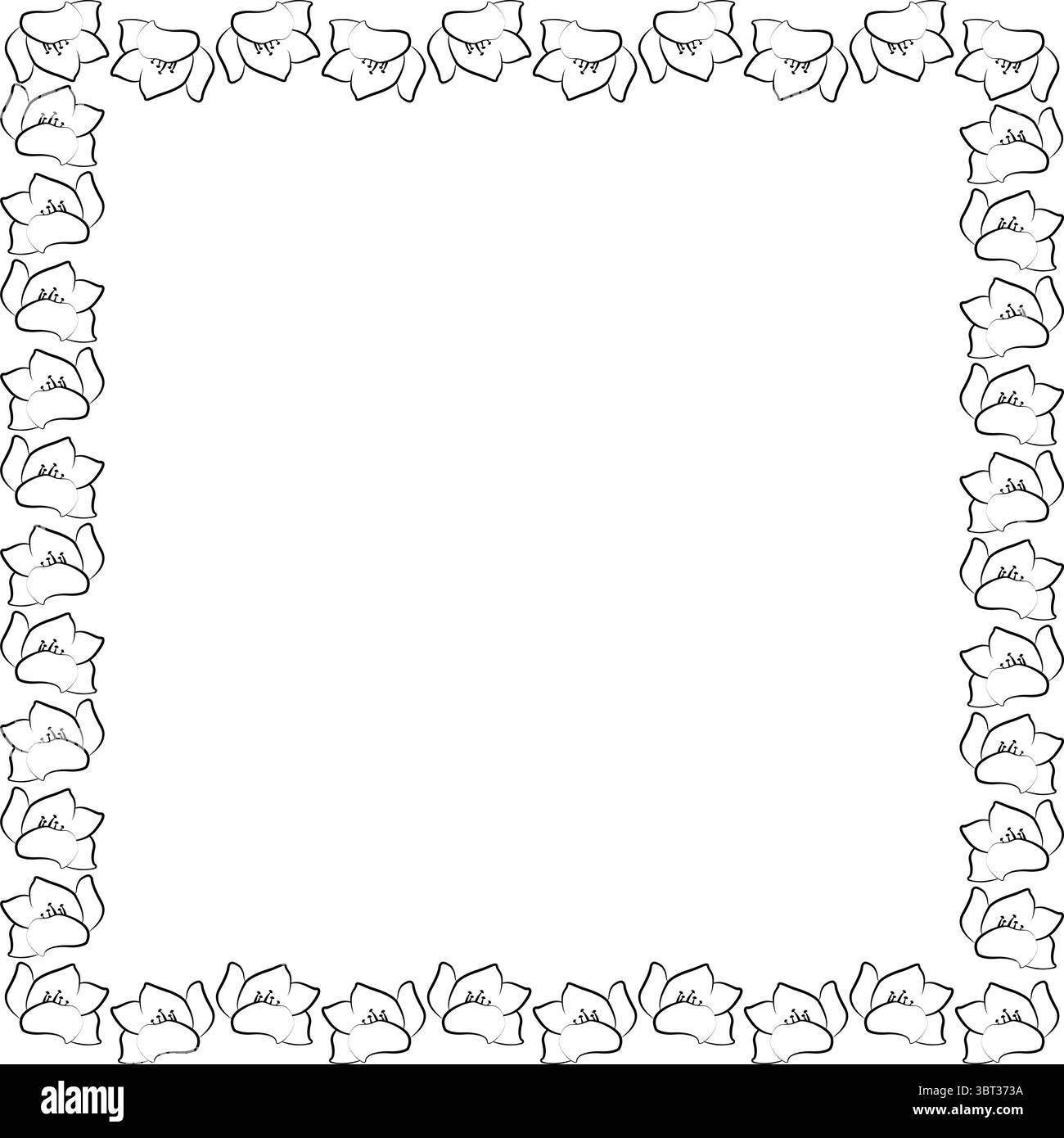 Cornice in fiore Magnolia. Modello grafico fiorente di elementi fioriti. Graziosa cornice vuota fiore magnolia Illustrazione Vettoriale