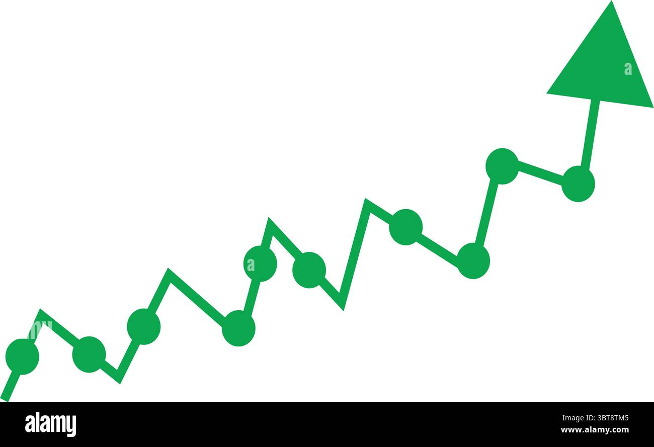 Vettore di frecce finanziarie frastagliate che rappresenta la salita economica e i dati di ripresa del mercato Illustrazione Vettoriale