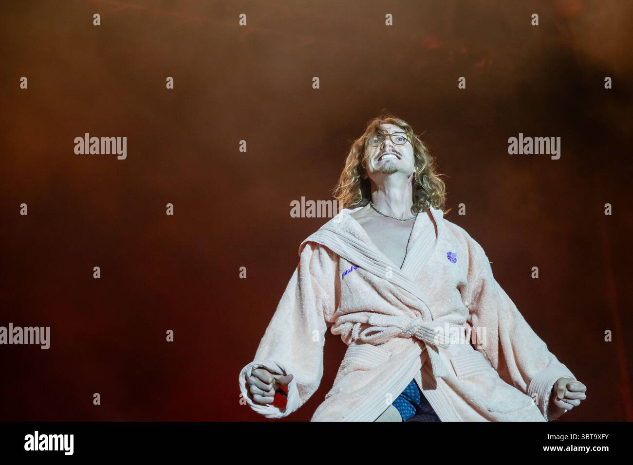 Trencin, Slovacchia. 13 luglio 2025. Il musicista elettronico americano e YouTuber Marc Rebillet si esibisce dal vivo sul palco durante l'ultimo giorno del festival Pohoda 2025 all'Airport Trencin. Il festival Pohoda è il più grande festival musicale estivo all'aperto. (Foto di Tomas Tkacik/SOPA Images/Sipa USA) credito: SIPA US/Alamy Live News Foto Stock