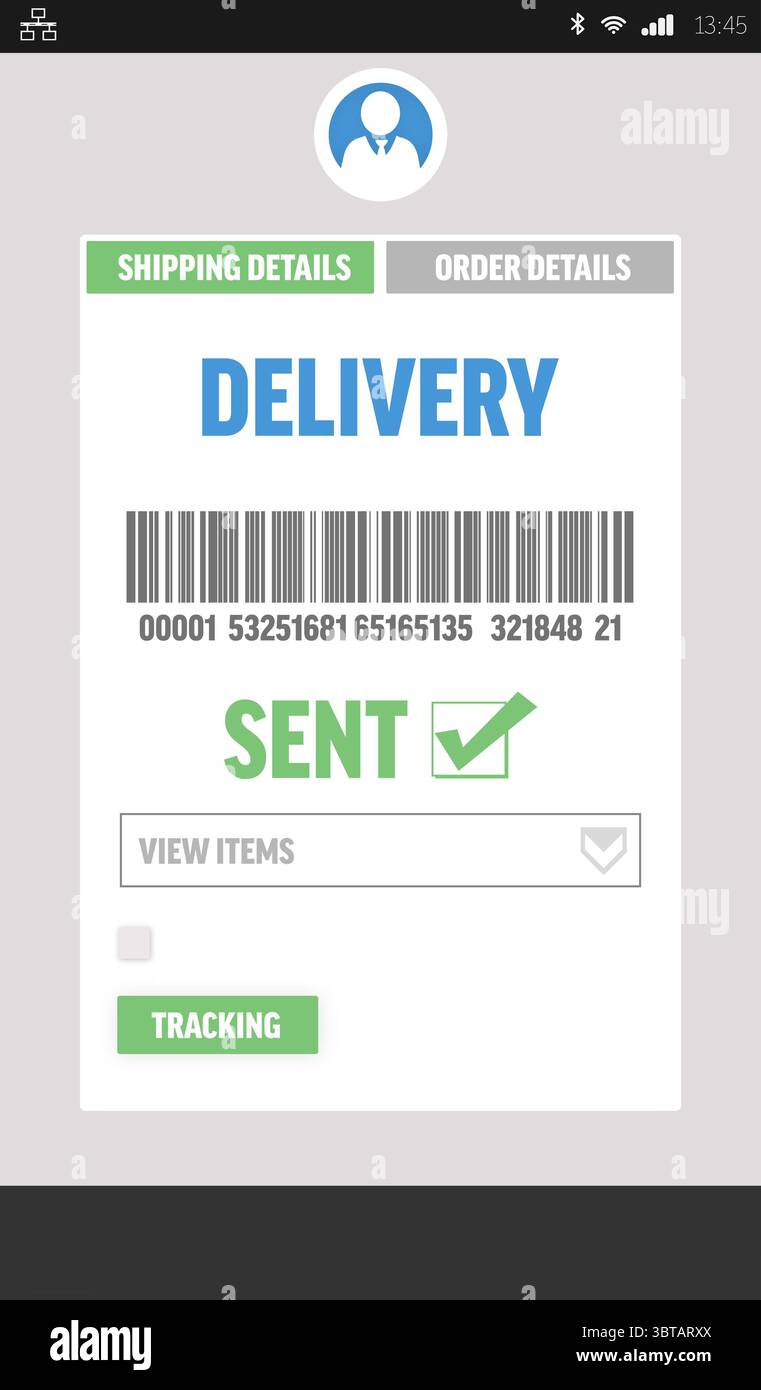 Stato dei dettagli di spedizione Foto Stock