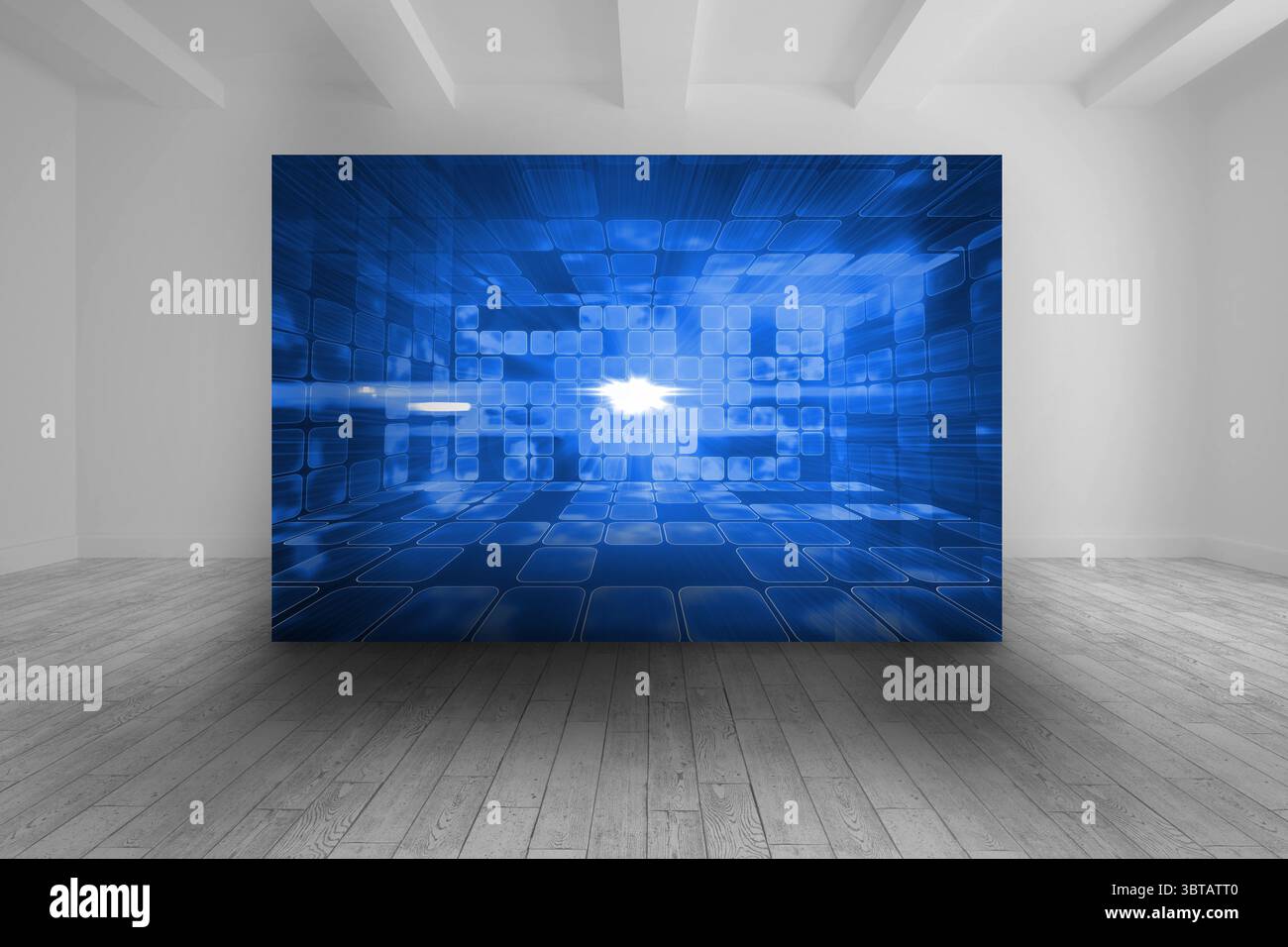 Camera Bianca con astratta immagine blu Foto Stock