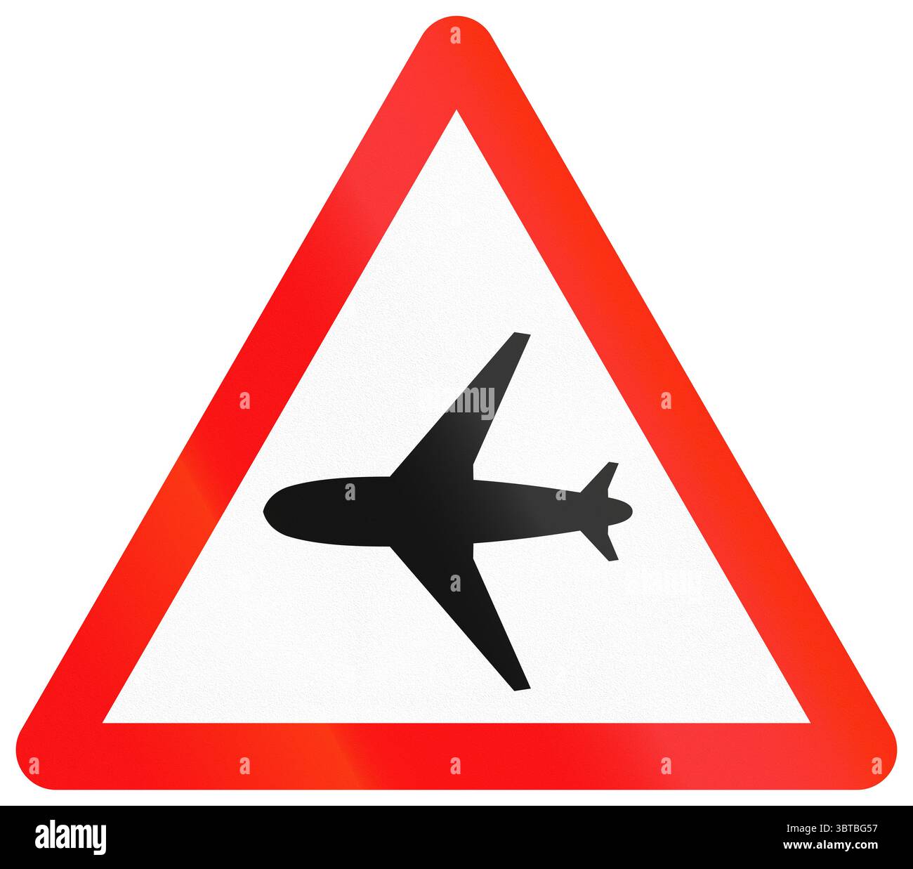 Segnale stradale di avvertimento cinese utilizzato a Macao - aerei a bassa quota. Foto Stock