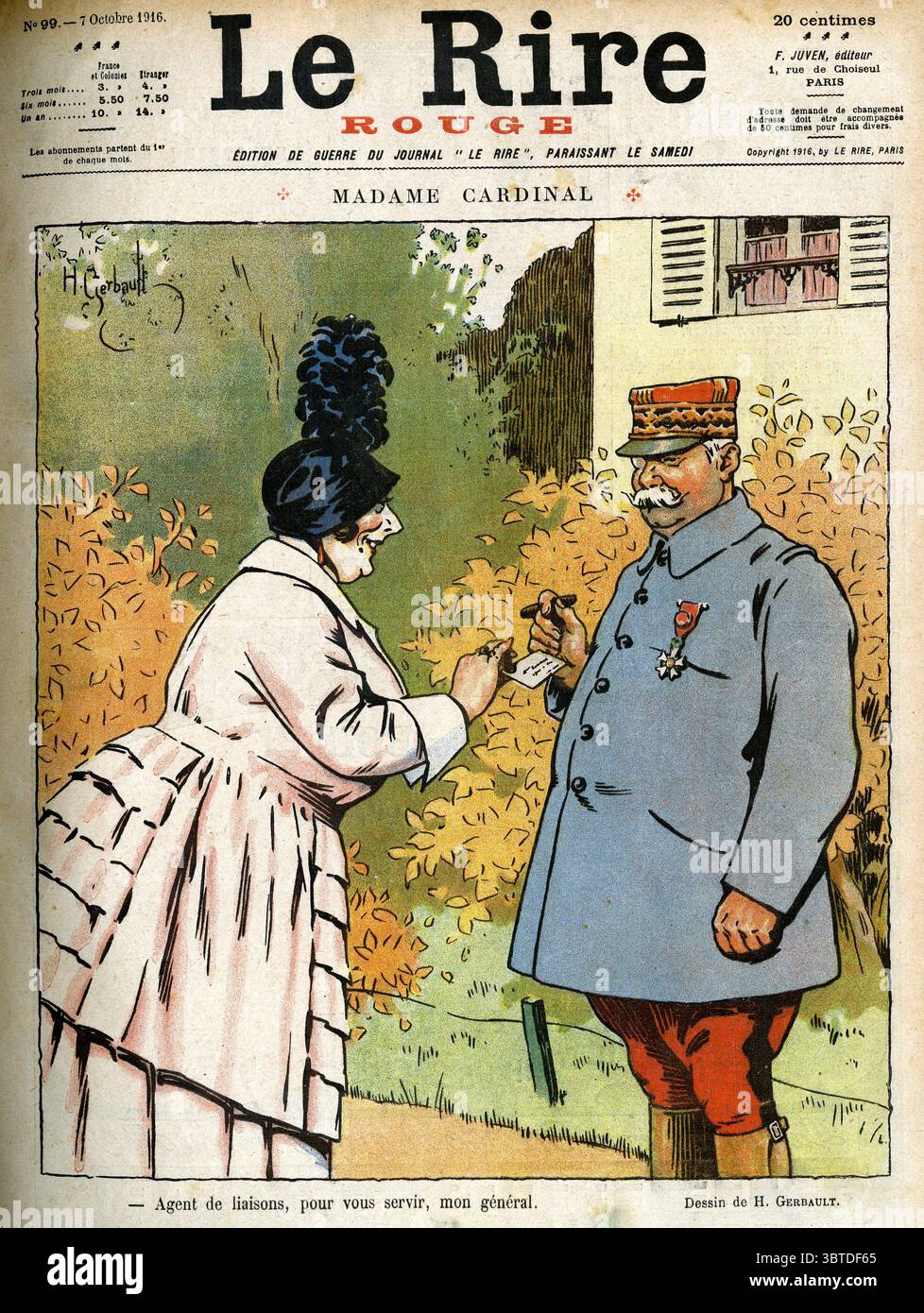 Le Rire, signora Cardinale, agenti per servirvi, il mio generale disegnato da H Gerbault, 7 ottobre 1916 Foto Stock
