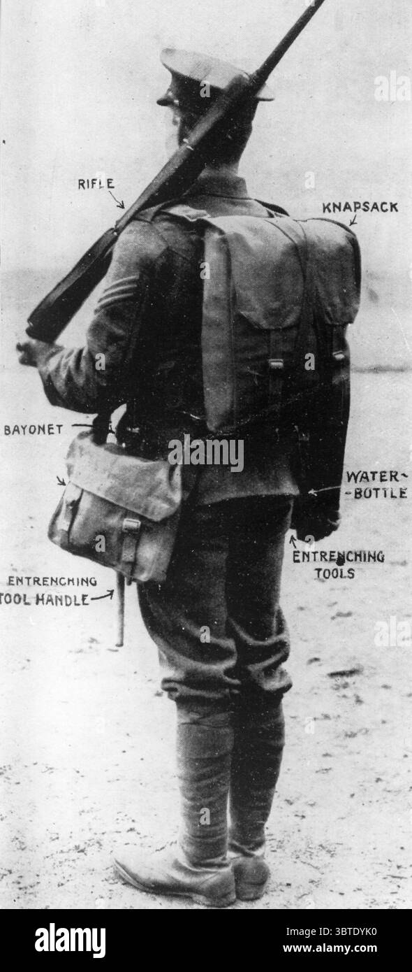 Kit da soldato britannico . PRIMA GUERRA MONDIALE Foto Stock