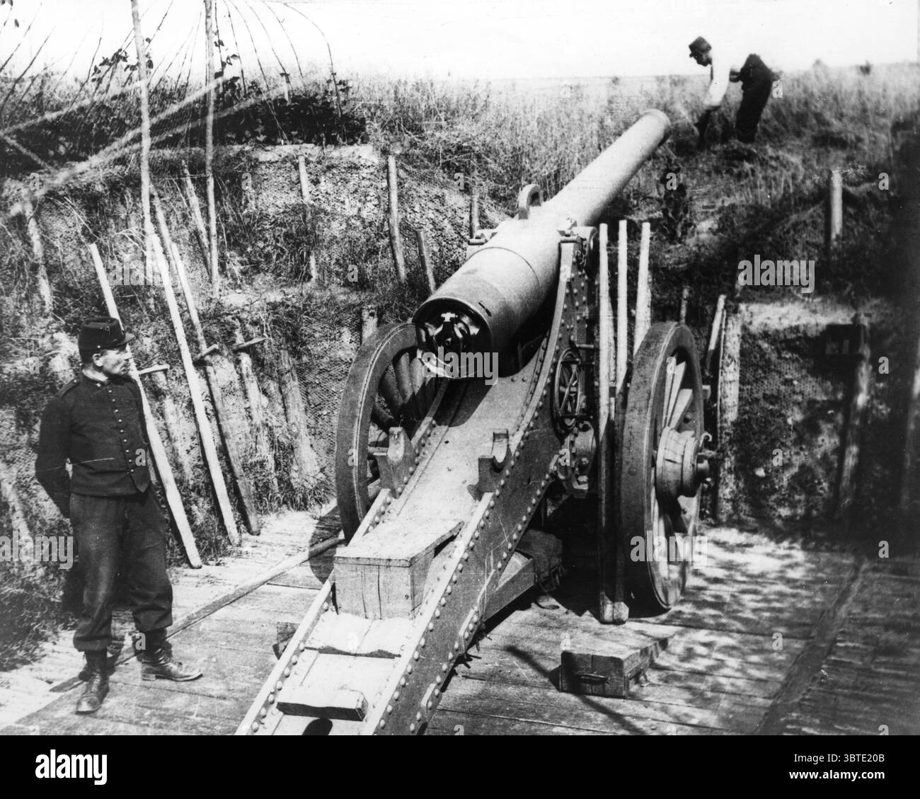 Pistola della batteria Thorigny , Seine et Marne . 1915 Foto Stock