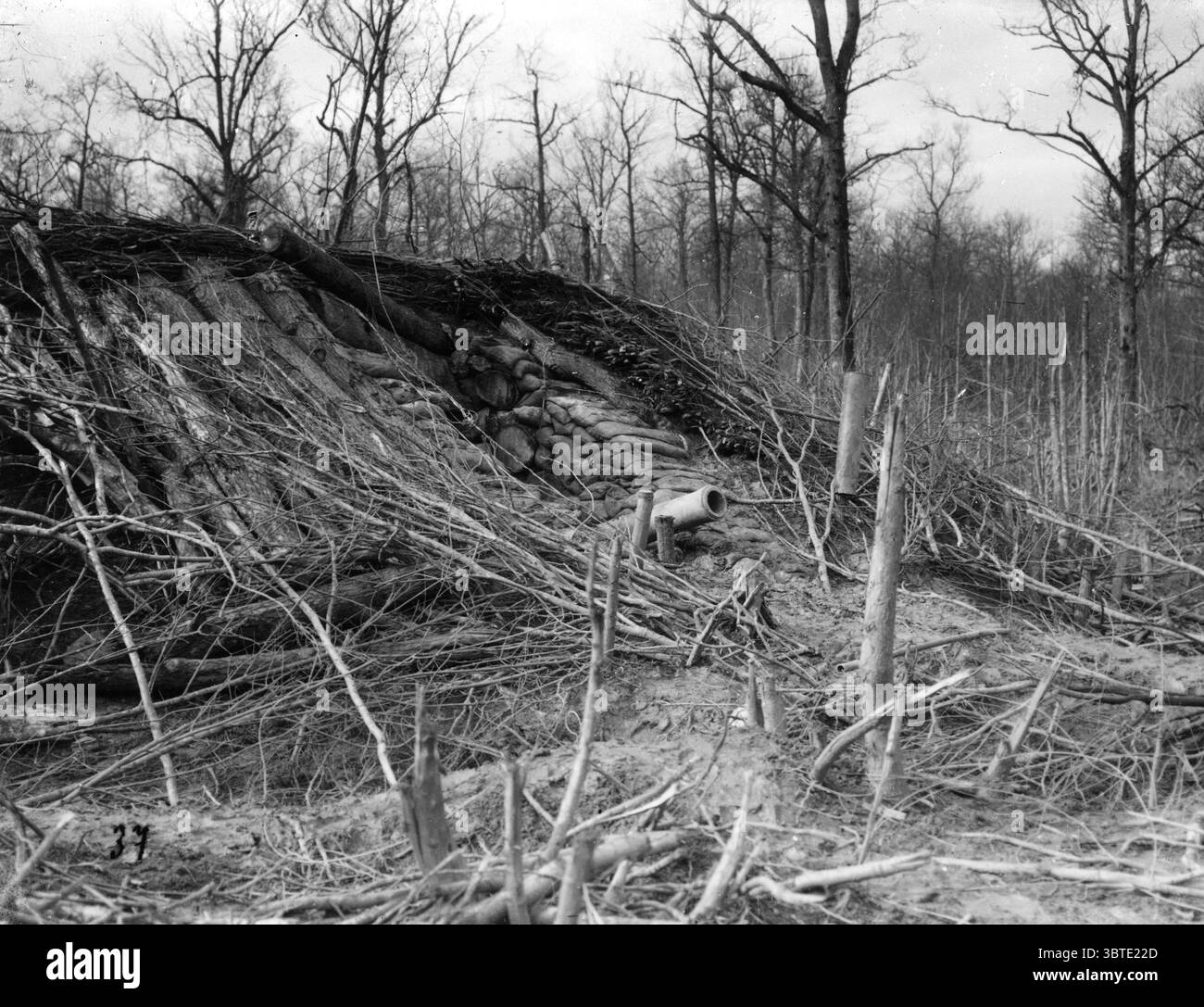 Una posizione di pistola mimetizzata Foto Stock