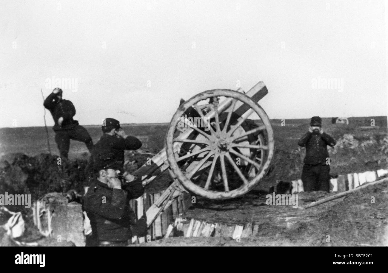 Artiglieria francese in azione. Foto Stock
