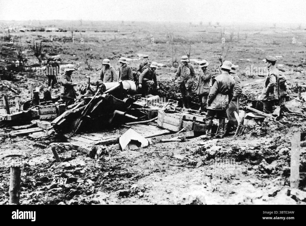 Kemmel ha catturato la pesante batteria inglese Haubitze in aperta campagna Foto Stock