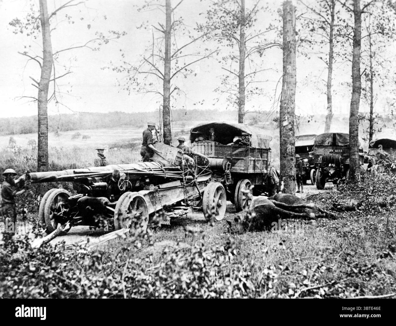 Batteria B , 148a Artiglieria da campo in movimento , Vaux . 1918 Foto Stock