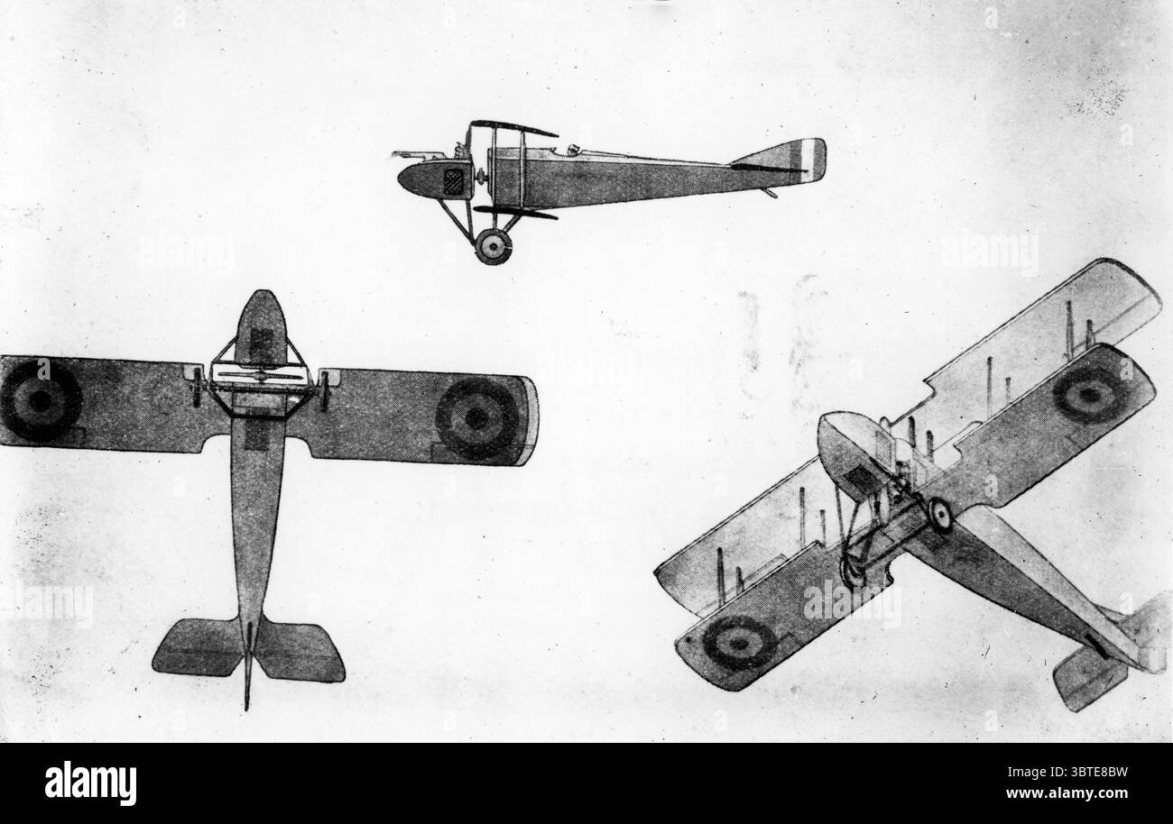 Disegni dell'aereo da guerra francese, il biplano da caccia SPAD Doppeldecker .. Foto Stock