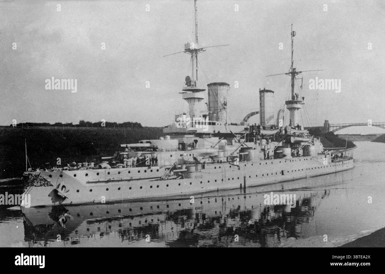 Marina imperiale tedesca . SMS Kaiser Wilhelm II , Kaiser Friedrich III classe di corazzate pre- dreadnought nel Canale di Kiel , Schleswig-Holstein , Germania . 1914 Foto Stock