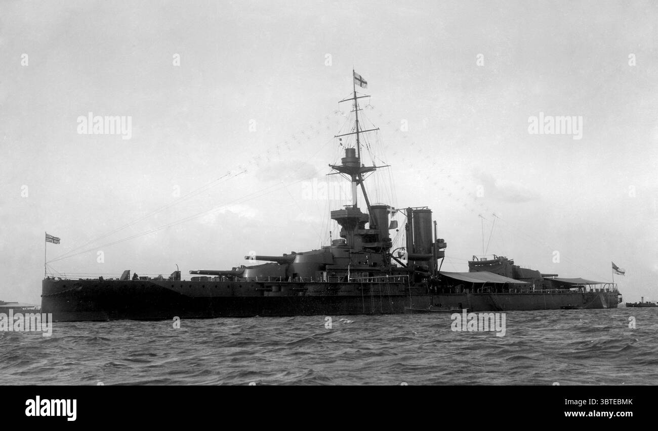 HMS Iron Duke della Royal Navy 1914 servì come ammiraglia della Grand Fleet durante la prima guerra mondiale, anche nella battaglia dello Jutland. Foto Stock