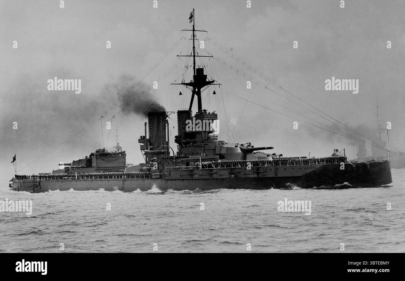 HMS Iron Duke della Royal Navy 1914 servì come ammiraglia della Grand Fleet durante la prima guerra mondiale, anche nella battaglia dello Jutland. Foto Stock
