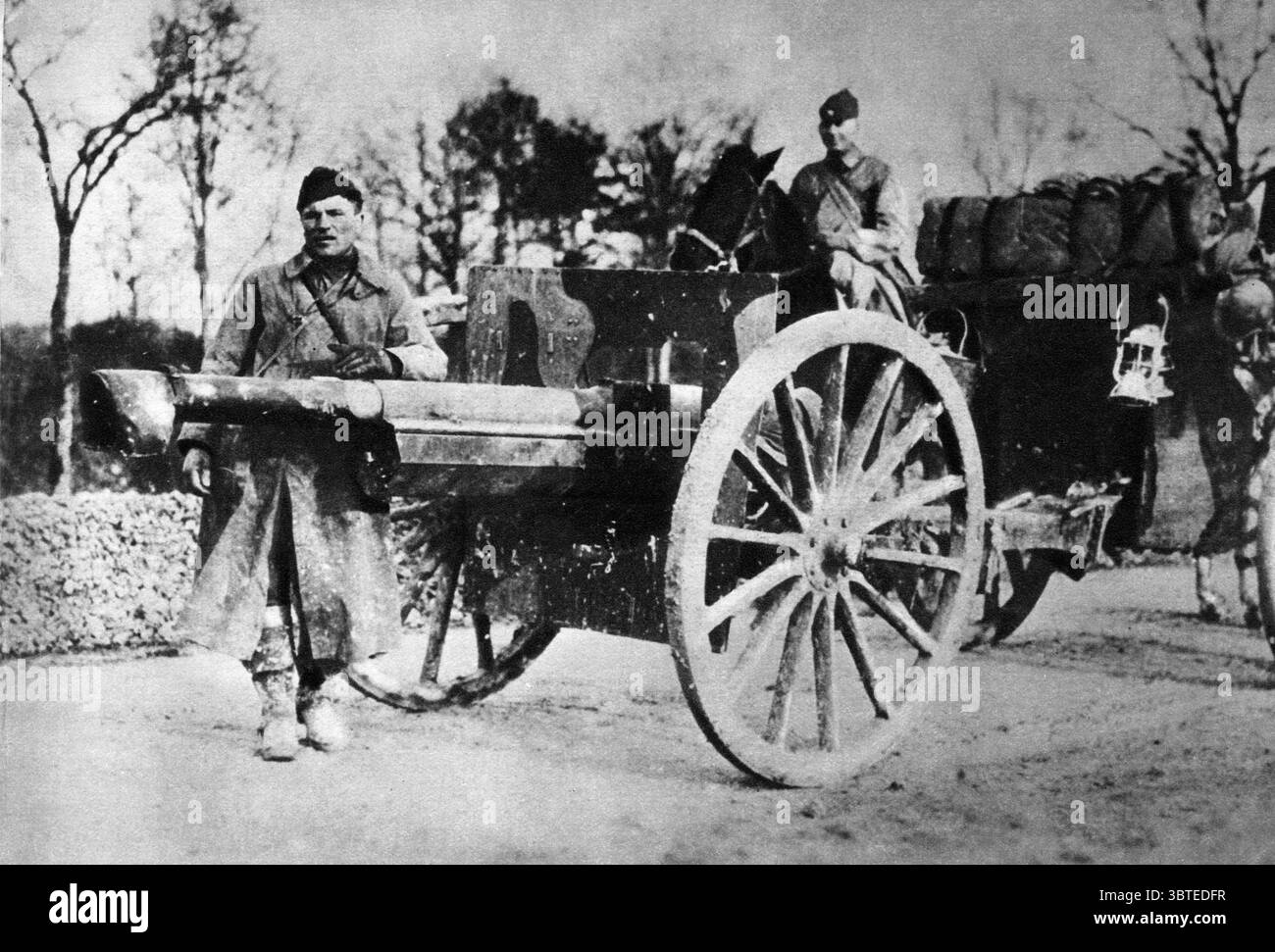 Prima guerra mondiale il cannone che sparò il primo colpo americano , sparato dalla batteria C della Sesta Artiglieria da campo , a Sommerville , vicino Nancy , Francia 23 ottobre 1917 Foto Stock