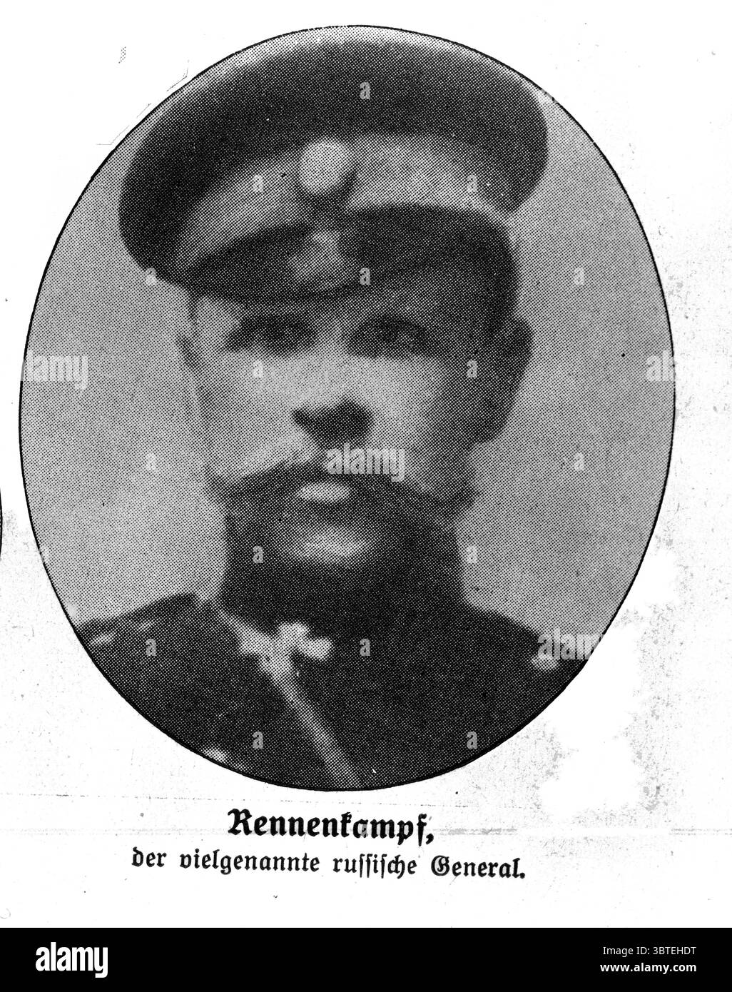 Paul von Rennenkampf. (1914) Paul von Rennenkampf nacque nel 1854. Si arruolò nell'esercito russo a 19 anni e sei anni dopo fu inviato all'Accademia militare Nikolaevskij. Dopo essersi laureato nel 1882 fu nominato membro dello Stato maggiore e nel 1900 raggiunse il grado di maggiore generale. Foto Stock