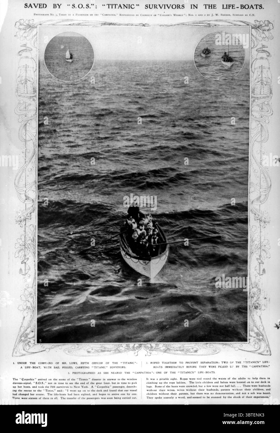 Titanic Survivors nelle scialuppe di salvataggio 4 maggio 1912 Foto Stock