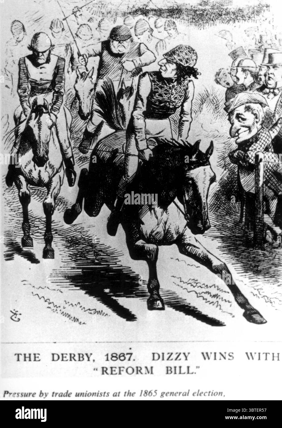 Le pressioni dei sindacalisti alle elezioni generali del 1865 e la conseguente manifestazione di massa dei lavoratori. Foto Stock