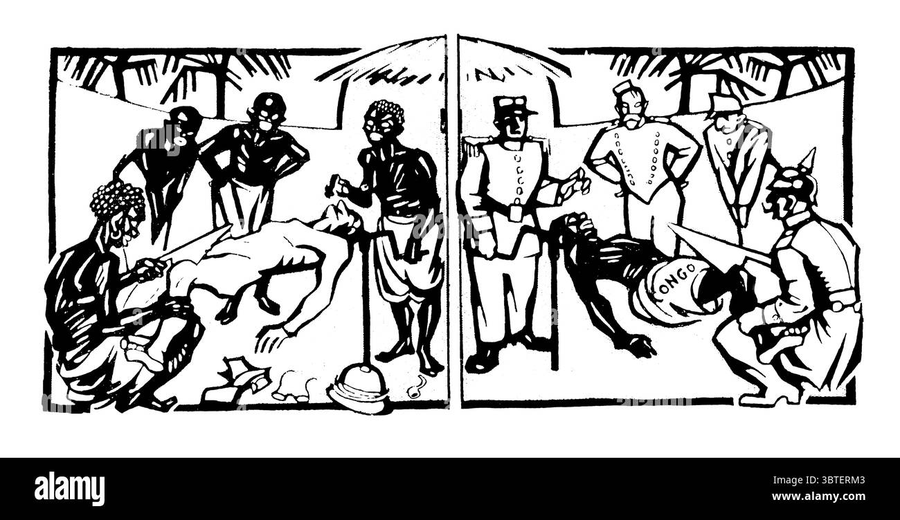 Cannibalismo nell'alto Congo. Africa 1911 Foto Stock