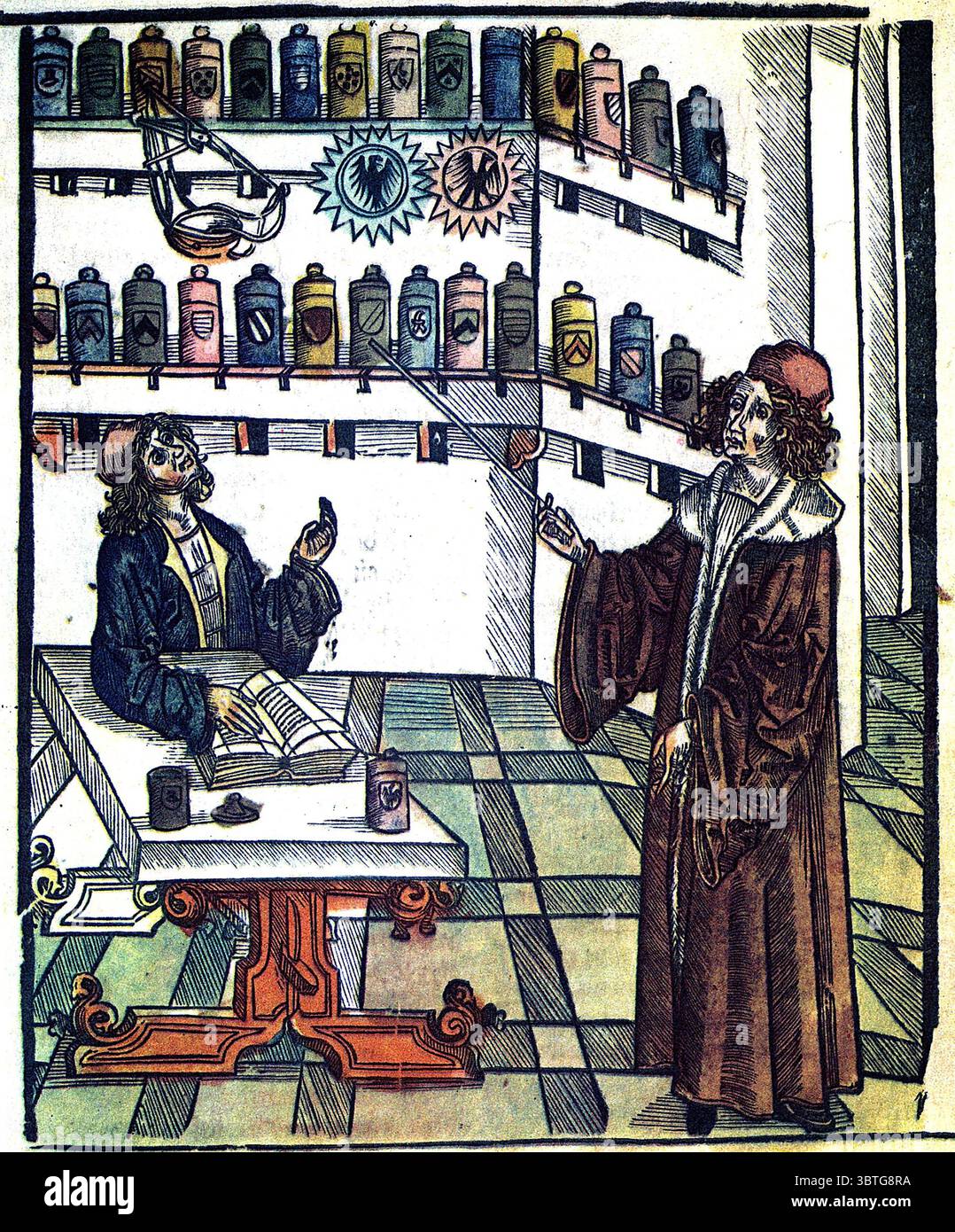 FARMACIA di Medicinarius pubblicata nel 1505 dall'alchimista, chirurgo e botanico tedesco Hieronymus Brunschwig (c 1450-c 1512) Foto Stock