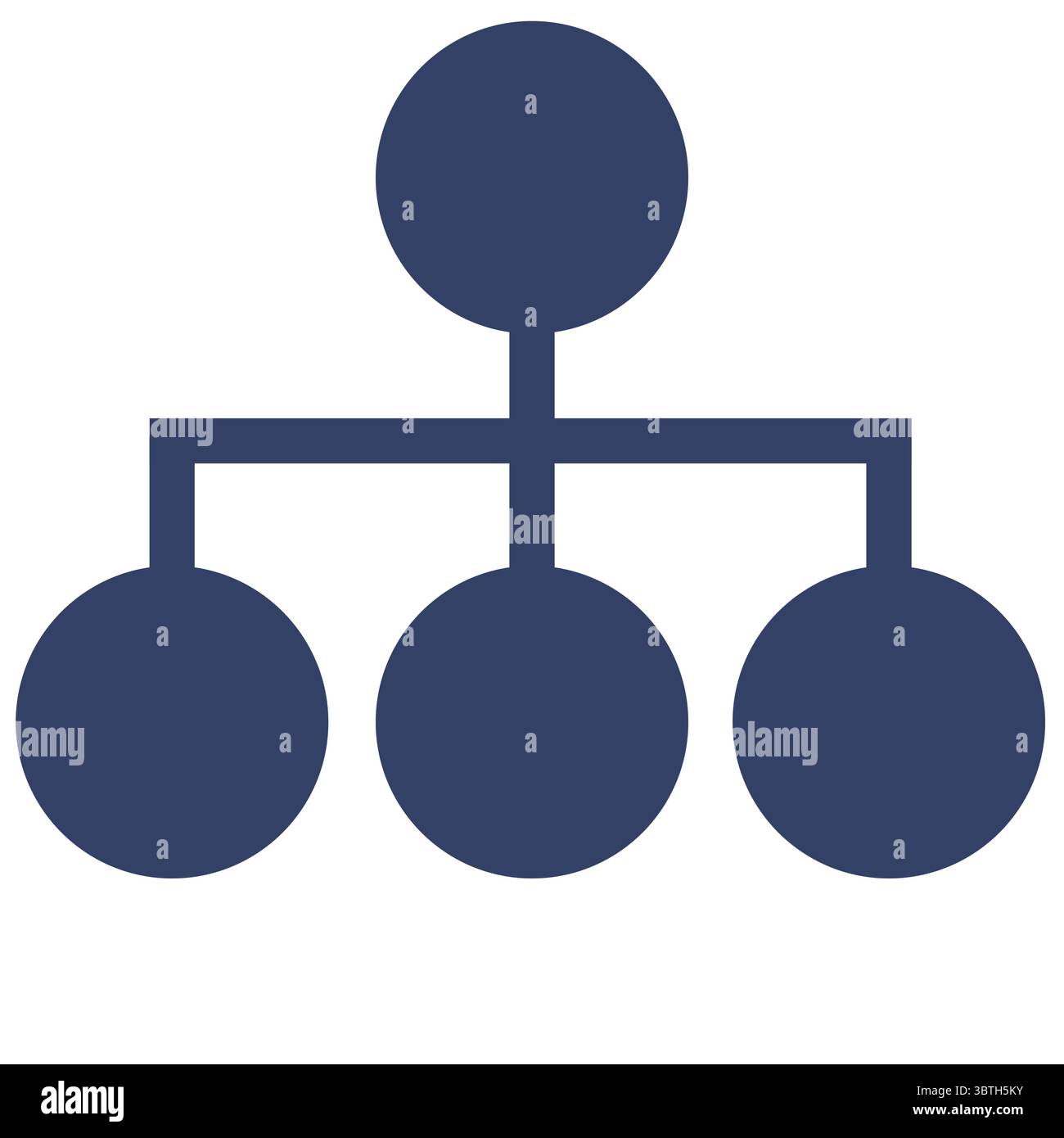 Illustrazione vettoriale astratta di una struttura gerarchica rappresentata da cerchi interconnessi in uno schema di colore blu scuro, adatta per l'organizzazione Illustrazione Vettoriale