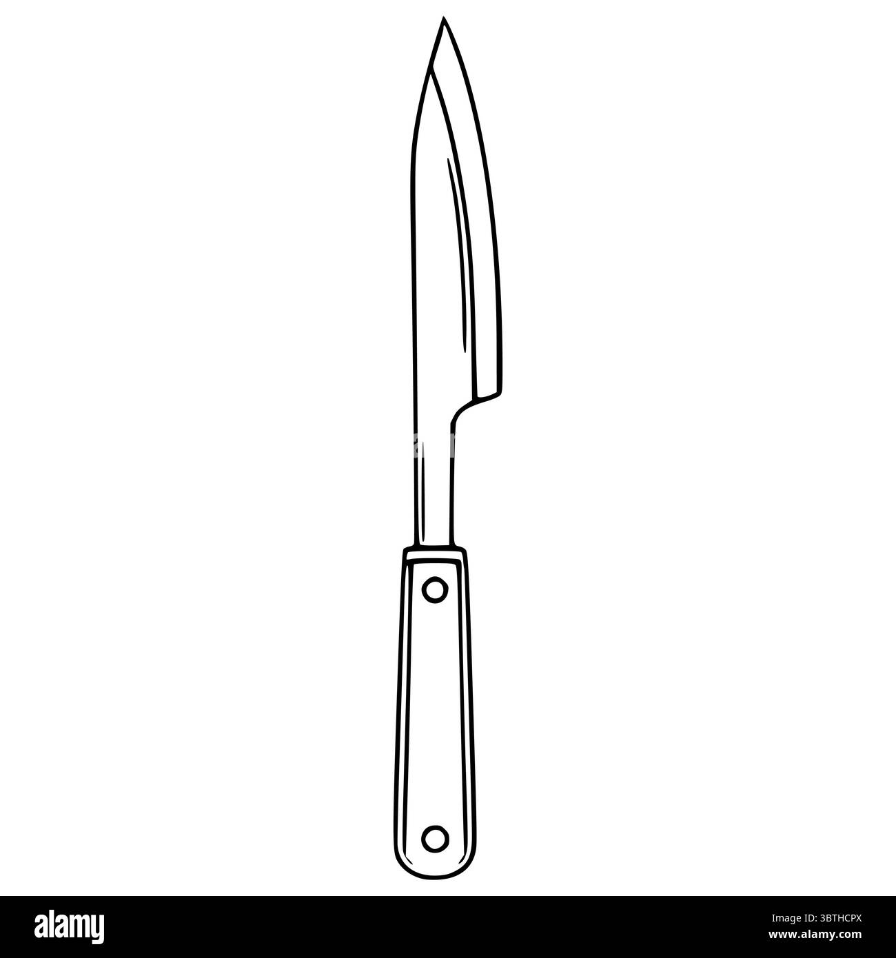 Un'illustrazione vettoriale dettagliata di un coltello da cucina con manico in legno, caratterizzato da una lama affilata e linee semplici e pulite, adatto per la cucina Illustrazione Vettoriale