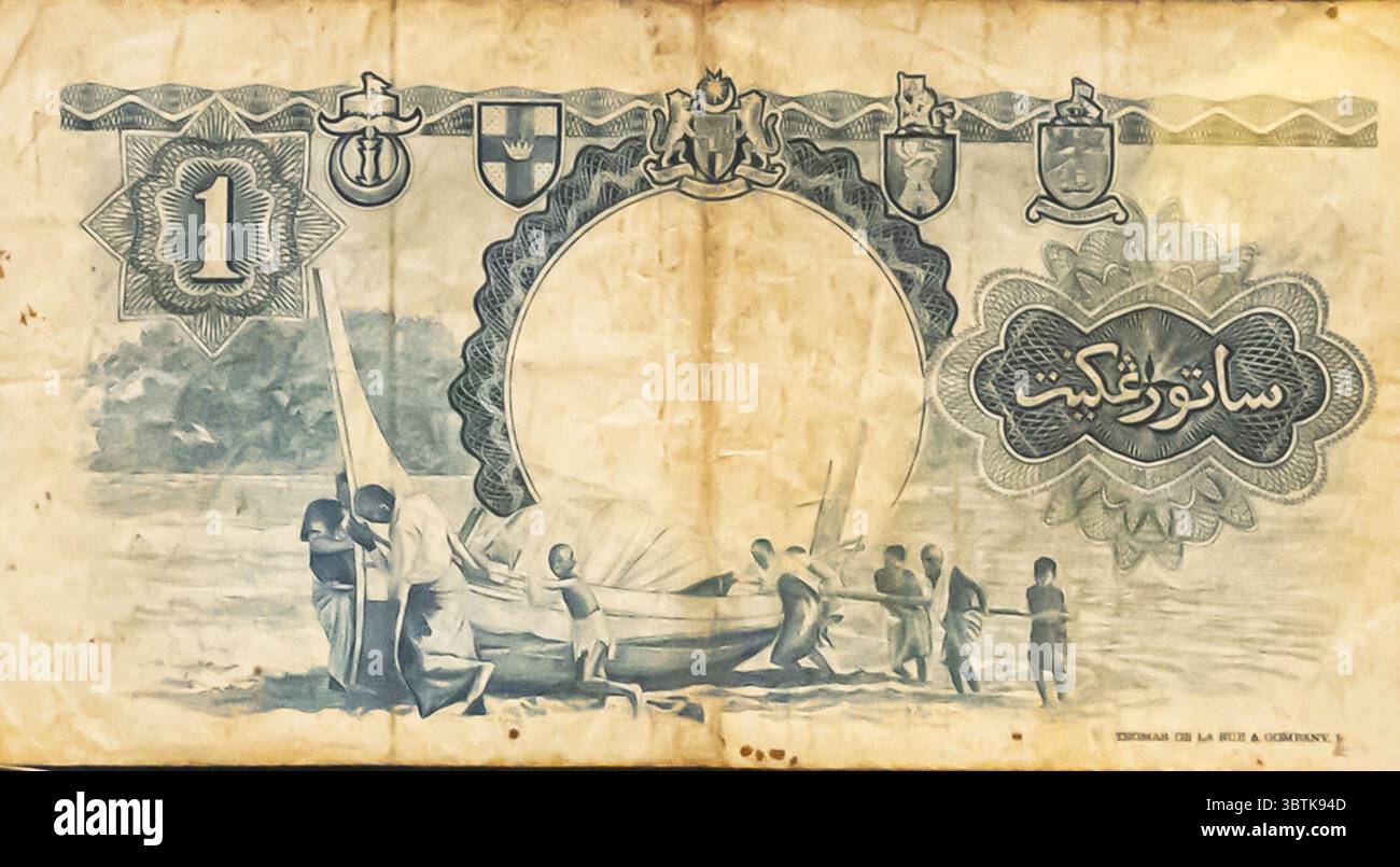 1959 Malesia e Borneo britannico 1 dollaro al contrario Foto Stock